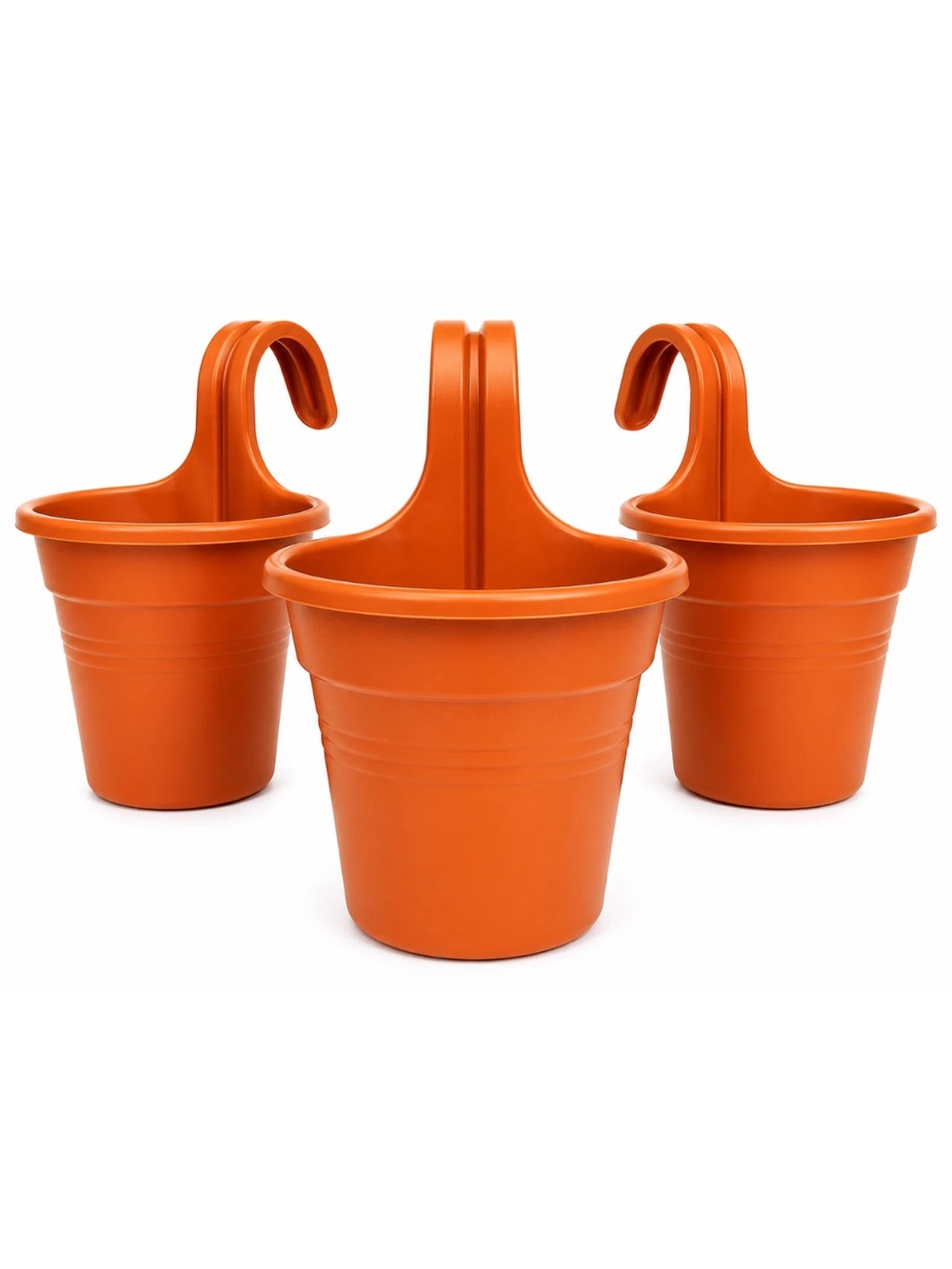 Set of 3 Hanging Balcony Planters Terracotta Railing Flower Pots Deck
Garden